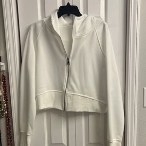 Cropped White Zip Hoodie-NEVER WORN